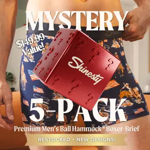 Shinesty Mens Mystery Boxer Brief 5-Pack Bundle - Ball Hammock® Pouch Support, Standard Length 6 Inch Inseam, Silky Soft, Stretchy, Breathable Natural MicroModal Fabric, Best Mens Underwear