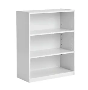 3-Shelf Bookcase with Adjustable Shelves White Modern Storage Solution for Books and Decor