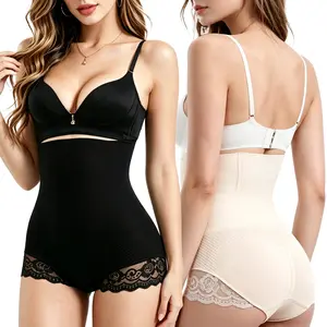 GOLD CARP 2PCS Lace Trim Tummy Control Shapewear  High Waist Body Shaper for Instant Slimming Seamless Shapewear Panties for All Day Comfort Womenswear