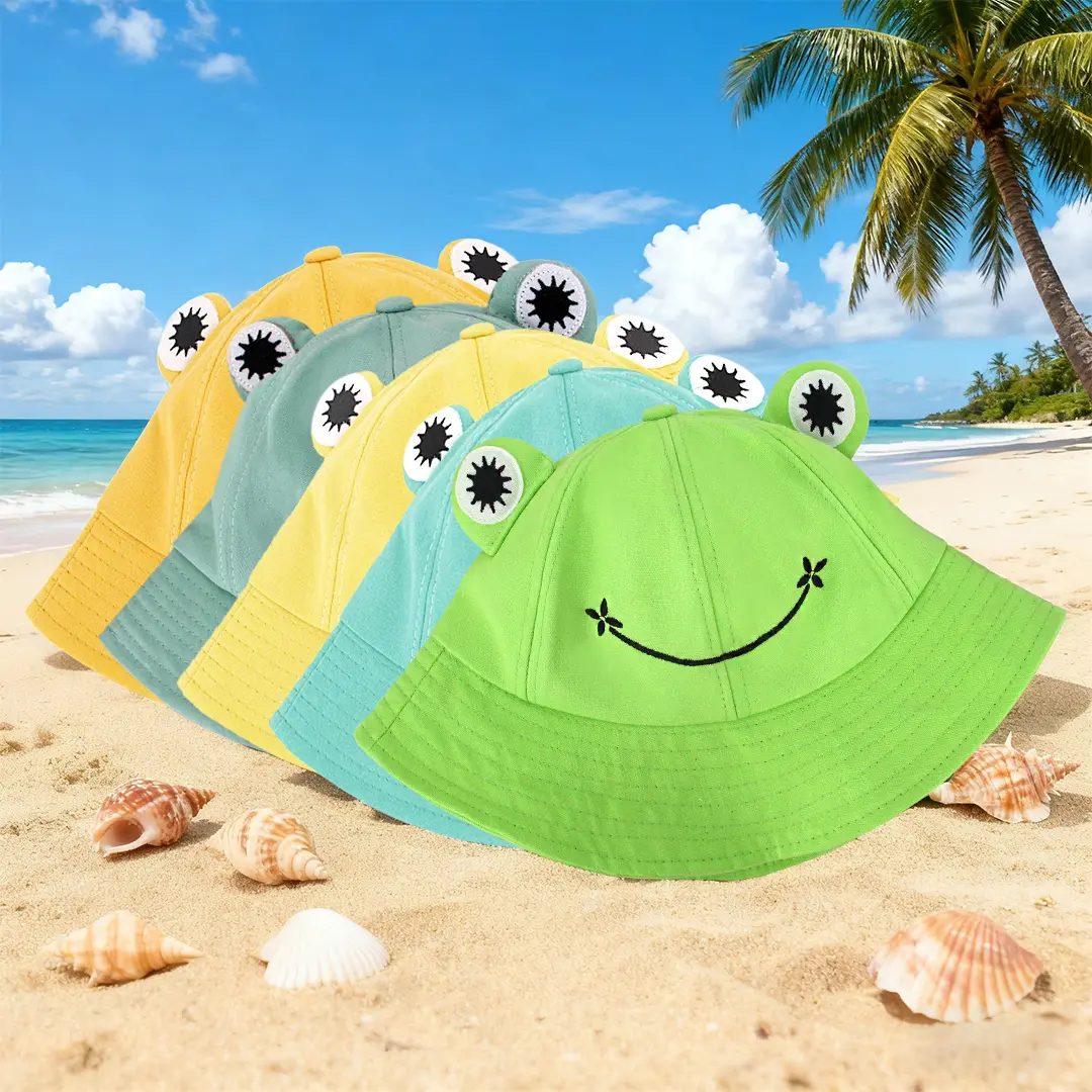 5 Pieces Frog Hat Adults Frog Bucket Hat Travel Beach Festival Summer Sun Hat Dress up Party Animal Headwear