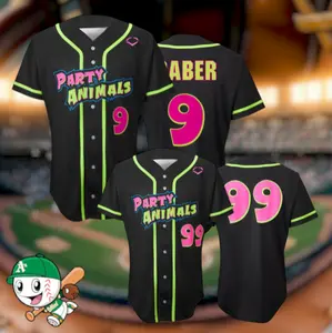 Game Day Outfit 2026 Partyanimals Black Baseball Jersey #9 DustinBaber, YOUTH baseball jersey, Vintage Streetwear baseball jersey, Trendy baseball jerseys EvoShield Short Sleeve Jersey, Unisex Streetwear Sport Shirt