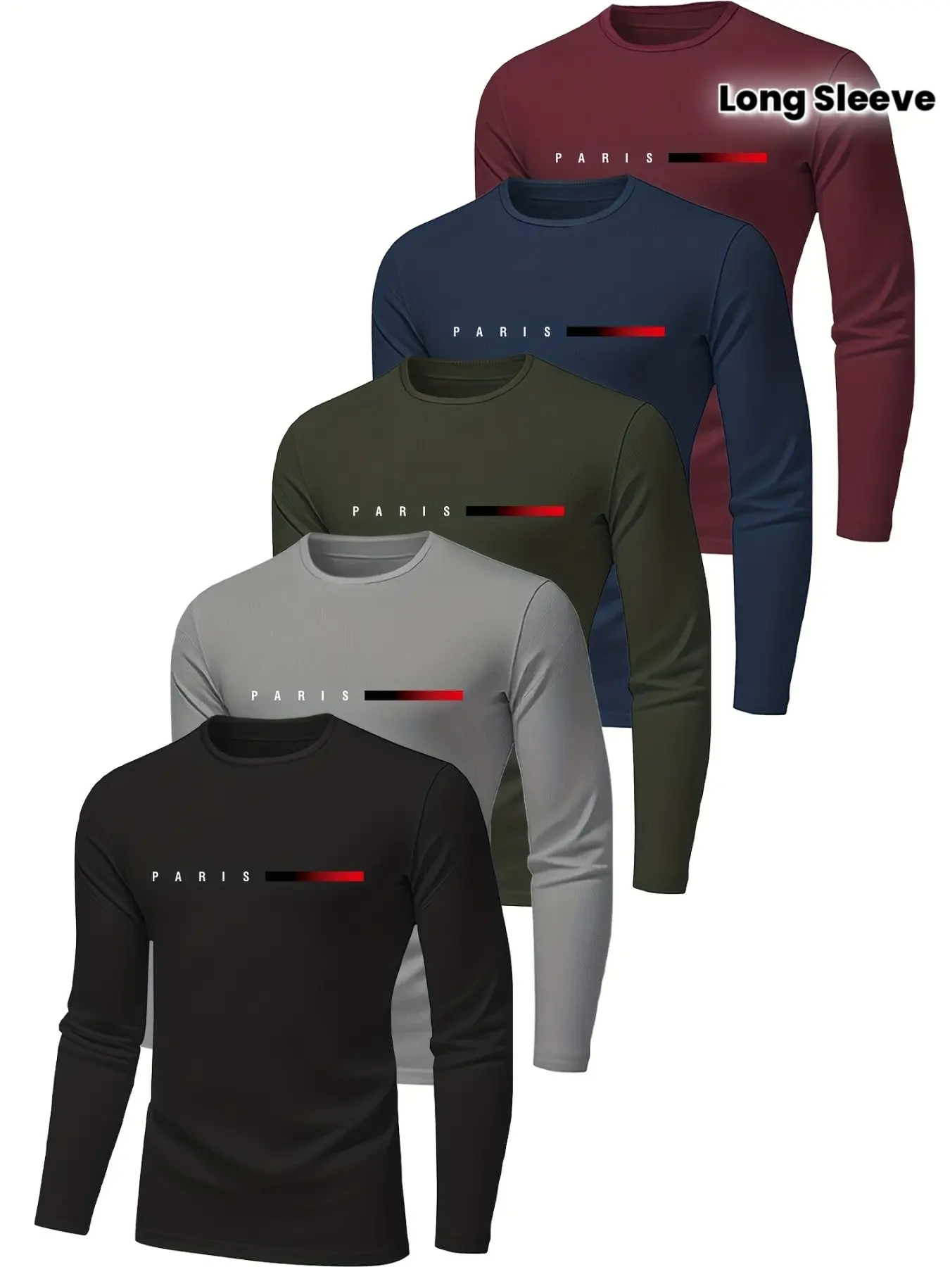 Men's Long Sleeve T-Shirts Set, Breathable Quick-Dry Fabric, Ideal for Gym Sports, Morning Runs, Outdoor Activities, Sporty Style, Athletic Fitted, Athletic Workout Clothing, Athletic Sports Clothing, Athletic Apparel, Athletic Clothes