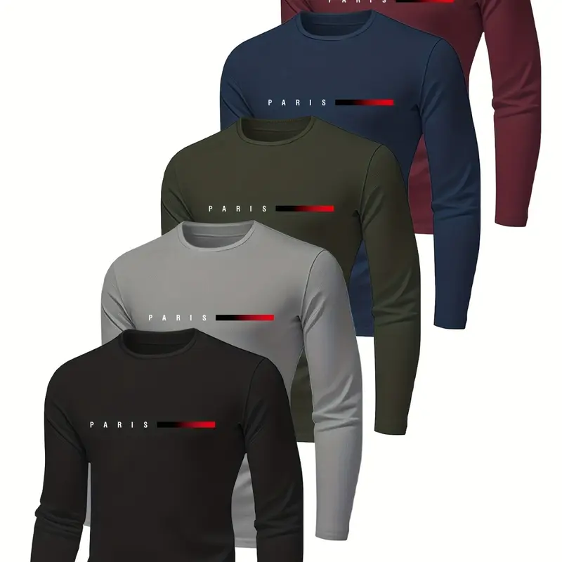 Men's Long Sleeve T-Shirts Set, Breathable Quick-Dry Fabric, Ideal for Gym Sports, Morning Runs, Outdoor Activities, Sporty Style, Athletic Fitted, Athletic Workout Clothing, Athletic Sports Clothing, Athletic Apparel, Athletic Clothes