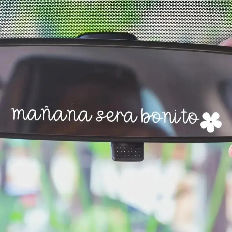 Manana Sera Bonito Letter Car Rearview Mirror Sticker, Vinyl Car Sticker, Self Adhesive Car Mirror Decal, Car Exterior Decoration Accessories for Women, Universal Car Sticker, Vehicle Decoration, Car Decals