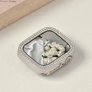 Shiny Rhinestone Apple Watch Case, Hollow-Out Protective Bumper Compatible with 38–49mm Series Ultra/SE/10/9/8/7/6/5/4/3/2/1