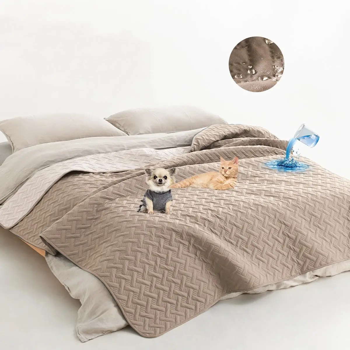 Double-sided Woven Pattern Pet Sofa Blanket, Waterproof Anti-fouling Pet Bed Mat, Home Furniture Couch Cover for Most Cats Dogs