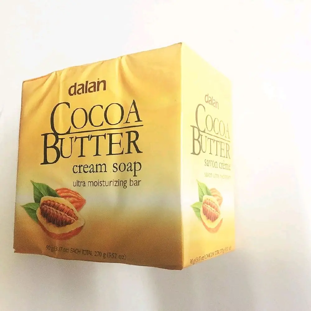 B'ellens dalan Natural Cocoa Cream Soap, Hydrating Body Wash Bar for Softening Care, 3-Pack, 270g Total