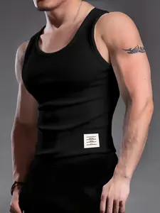 Men's Slim-Fit Ribbed Tank Top, sports fitness vest, Minimalist Essential for Daily Wear & Gym Workouts, Perfect for Layering or Solo Wear, Breathable & Stretchy for All-Day Comfort