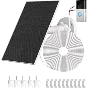Solar Charger 5200mAh Built-in Battery for Ring Doorbell 4W Solar Panel Power Supply Compatible with Ring Battery Doorbell Plus Pro Video Doorbell