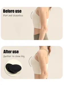 8Pcs 12cm Breathable Bra Pads, Kneadable No Deformation, Push-Up, Black/Nude, For Sports Bras/Bikinis/Formal Dresses, Ultra-Thin Soft & Breathable