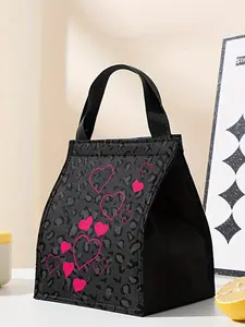 Heart Pattern Cooler Bag, Portable Lunch Bag, Large Capacity Camping Student Picnic Food and Drink Bag, Printed Food Delivery Bag, Insulated Lunch Bag, Durable Lunch Bag