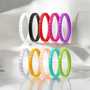 Creative 3MM Block Design Casual Style Silicone Ring (Size 5-10)