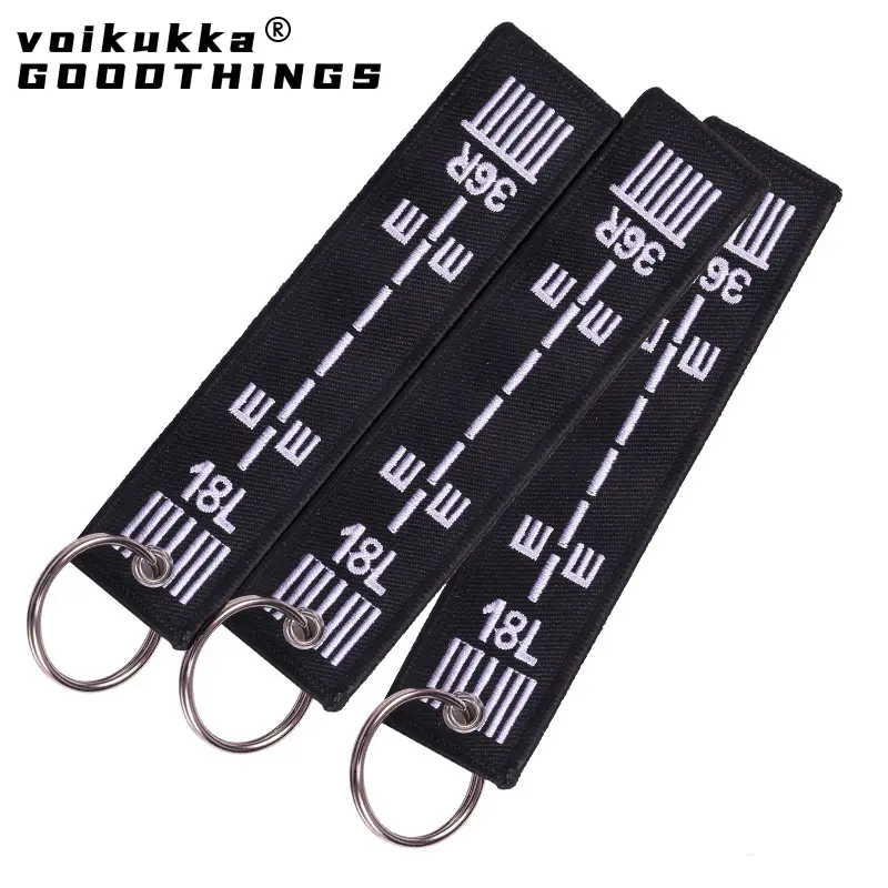 Aviation Gift Double-sided Embroidery Airport Runway Pattern Memorial Key Chain Keychain Rectangle Keyring