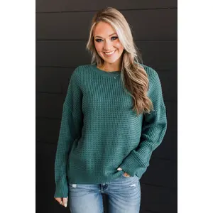 Captivating In Color Knit Sweater- Dusty Teal