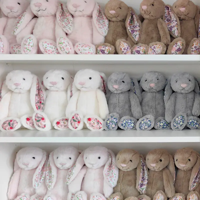 Cute Floral Long Ear Bunny Plush Toy Soft Stuffed Rabbit Doll Kids Birthday Gift Home Decor