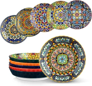 vancasso Pasta Bowls, Ceramic Salad Bowls of 6, 32 oz Large Corlorful Serving Bowls for Kitchen, Dishwasher & Microwave Safe Soup Bowls, Pasta Plates Tableware