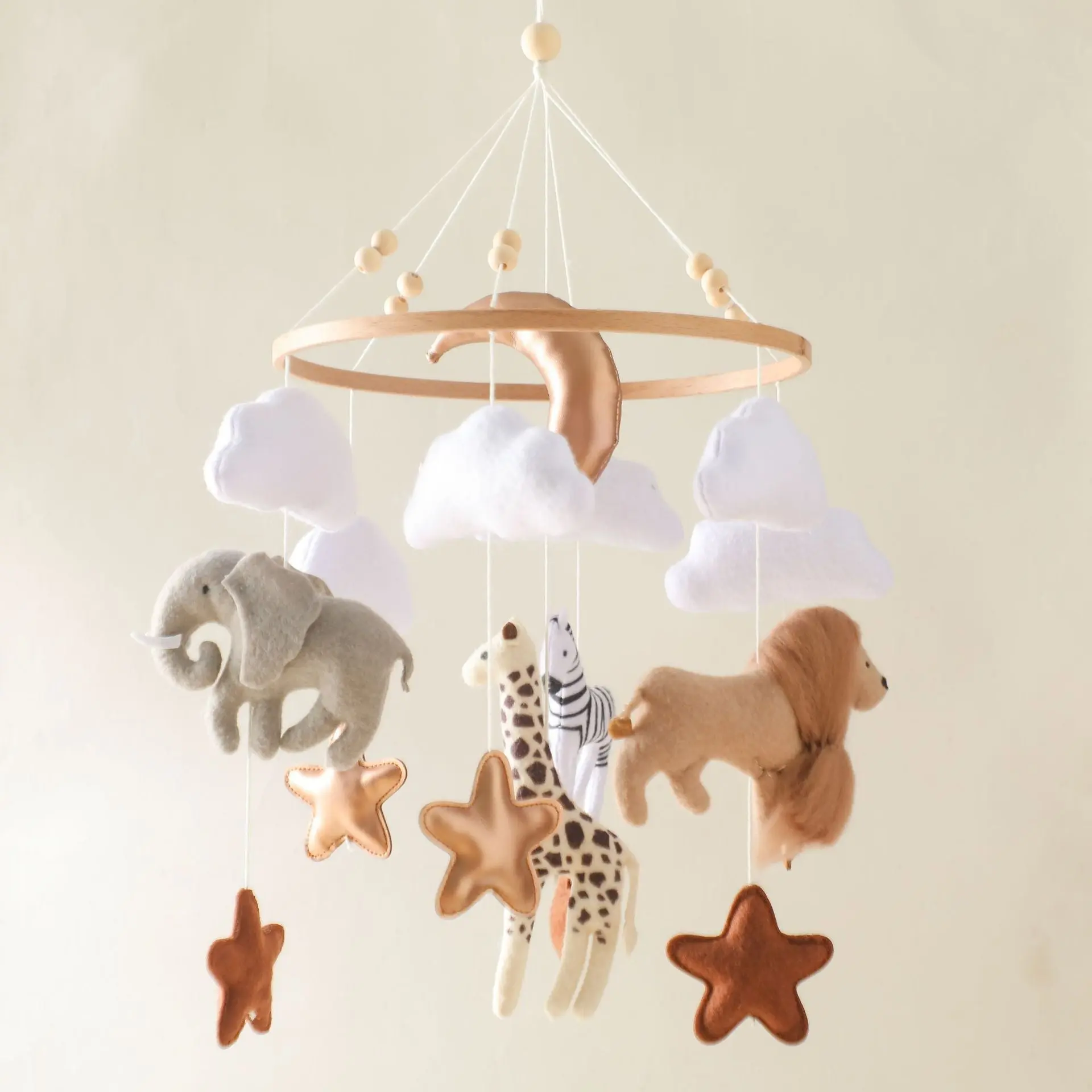 Baby Animal Kingdom Mobile Ceiling Decoration Hanging Wood Hangable Ornaments Wooden