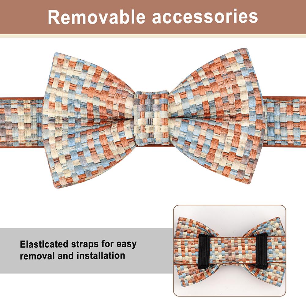 Personalized Leather Dog Collar With Bowknot