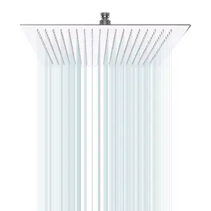 16 Inch Chrome Rain Shower Head, Square Ultra Thin 304 Stainless Steel High Pressure Shower Head On-Site