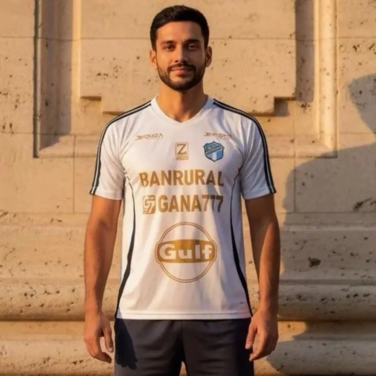 Communicaciones Guatemala Jersey - White with Gold and Black Stripes for Men 74G