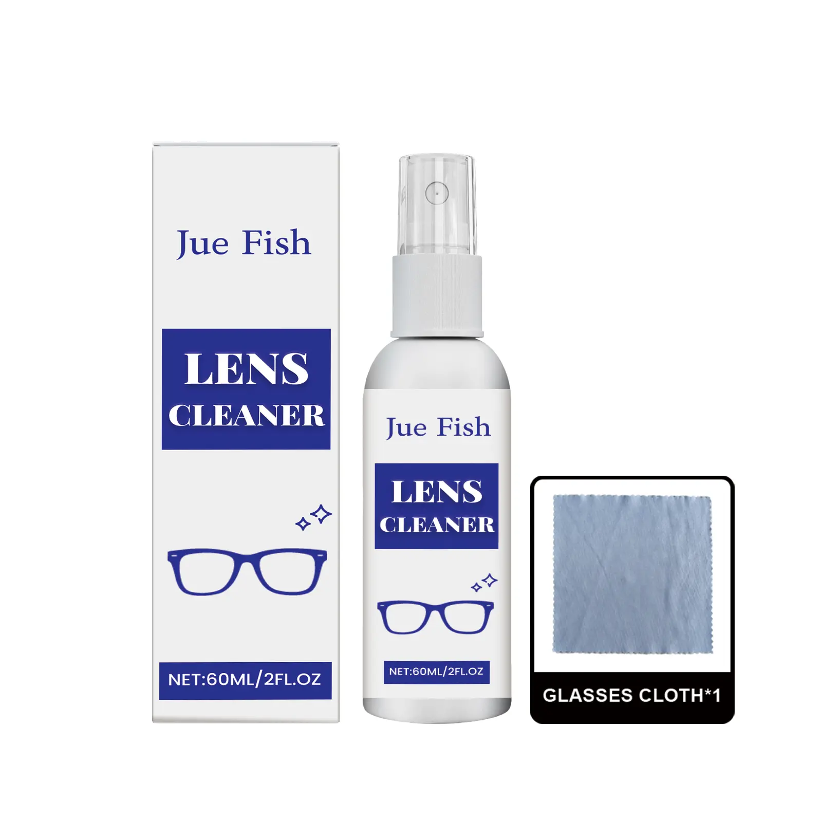 Eyeglass Lens Cleaner Spray Kit with Cleaning Cloth & Compact Bottle, Removes Dust, Smudges & Fingerprints for Optical Lenses, Glasses, Sunglasses