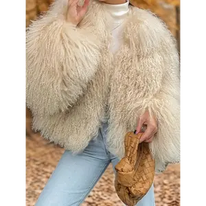 faux fur jacket Women's Fashion Winter Coat - Elegant Brown, Machine Washed Opacity Jacket, Suitable For Office, Party, Daily Wear - Warm And Formal And Casual, A Must-have For Commuting, Imitation Fur Collar Wear-resistant And Warm