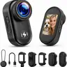 CAMWORLD 4K Mini Body Video Recording Camera - 64GB Micro SD Memory Card, Clip, Lens, Thumb-Action WiFi, 1.47" HD Screen, Magnetic Snap-On Mount, Wearable POV Vlogging Camera for Bikers