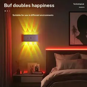6 head RGB sensor wall light wiring free rechargeable wall light, hole free charging sensor light, aisle light, bedroom light, battery wall light, door number light