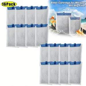 16PCS Replacement Filter Cartridges Compatible with Whisper Bio-Bag Filters 10i/IQ10/PF10, ReptoFilte 20 Gallon Aquarium Filters - Compatible with 90 GPH, for Freshwater/Saltwater Fish Tanks, Pond, Biofiltration Systems