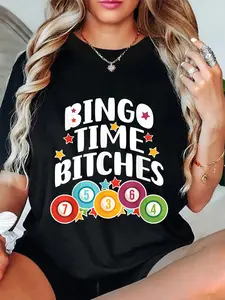 100% Cotton Bingo Time Bitches Funny Bingo Player Game Lover Present T-Shirt
