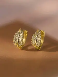 Elegant Vintage Leaf Earrings, Vintage Statement Earrings, Sparkling Cubic Zirconia, Gold Plated Jewelry for Women, April Birthstone Gift, All Seasons Wear, Sparkling Stones