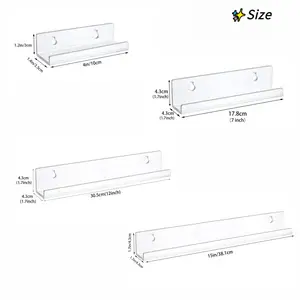 Narrow acrylic floating record shelf, transparent wall shelf, suitable for nail polish, books, photos, cosmetics, acrylic display storage rack, can be used for bedroom, living room, and bathroom decoration