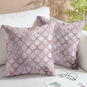 [Popular Choice]2 Pack, pillow cover, pillow case, cartoon theme pillow case, pillow towel, classic simple luxury pillow case, fish-scale pattern cushion cover, suitable for sofa and chair in living room and bedroom (excluding pillow core).