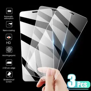 3-Pack 9D Full Coverage Tempered Glass Screen Protector for iPhone 17/16/15/14/13/mini/12/11/pro Max/XR/XS Max, Scratch-Resistant, High Clarity