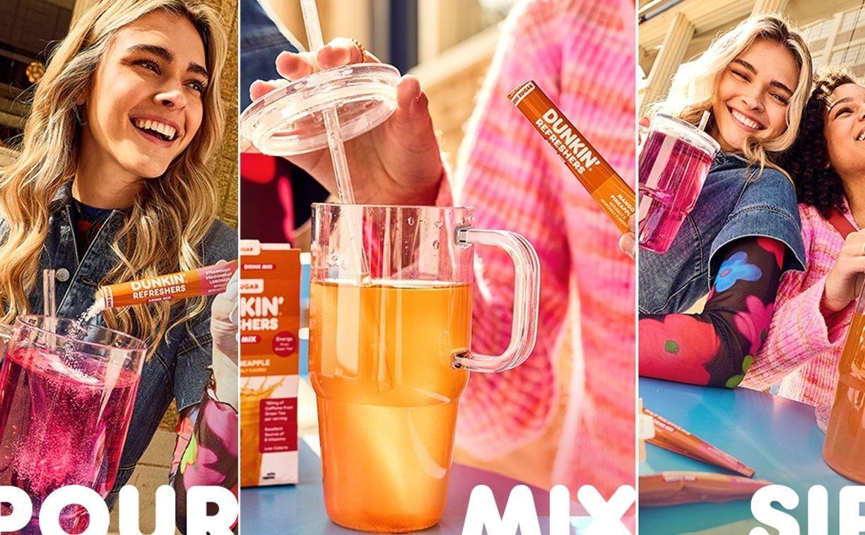 Dunkin’ Refreshers Singles To Go! Powdered drink mix packets, Strawberry Dragon fruit Lemonade, 10 packets per box , Energy from Green Tea, aspartame-free, no synthetic colors, naturally and artificially flavored, just add water