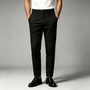 Men's Black Summer Suit Pants - Wrinkle-Resistant Golf Fabric Menswear - Formal Workwear Trousers for Office, Daily Use sweatpants chinos baggy casual comfortable streetwear jogger loose sport pant fall bottom wide leg workout clothes wide-leg gym fitness