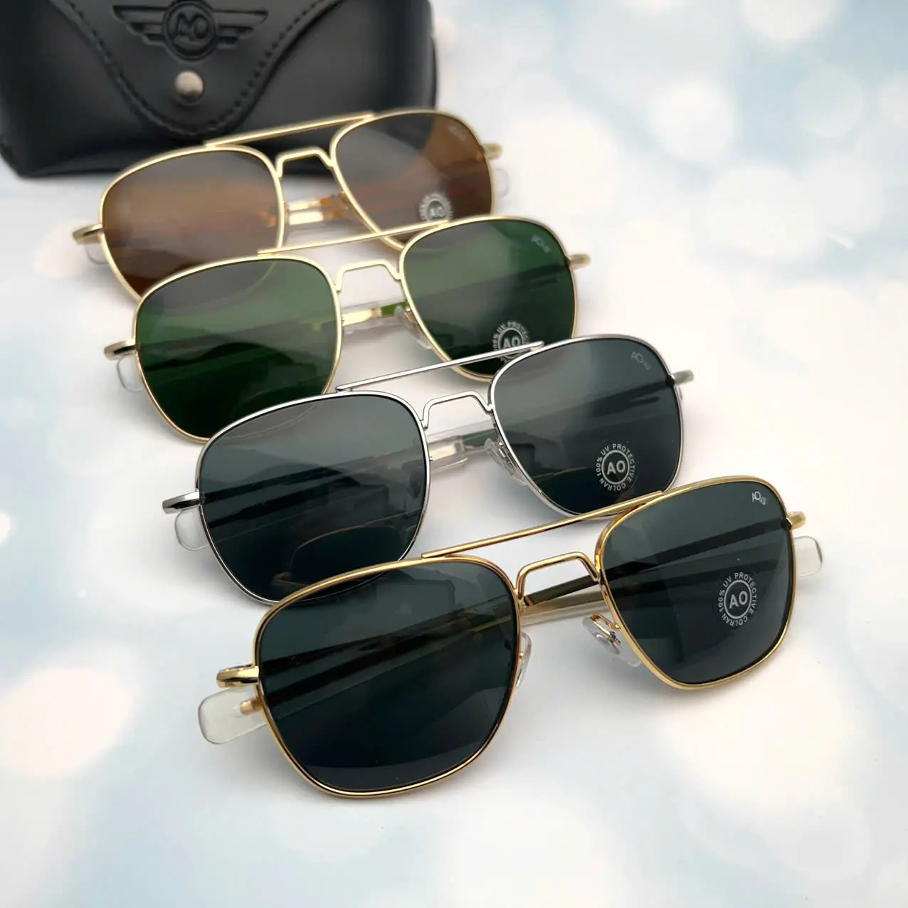 Multi-pack Military Aviator Polarized Sunglasses, Vintage Square Pilot Shades with Bayonet Temples, HD UV400 Lens, Unisex Fashionable Modern Trendy Sunglasses for Driving, Mens Accessories, Mens Gifts, Fashionable Sunglasses, Aviator