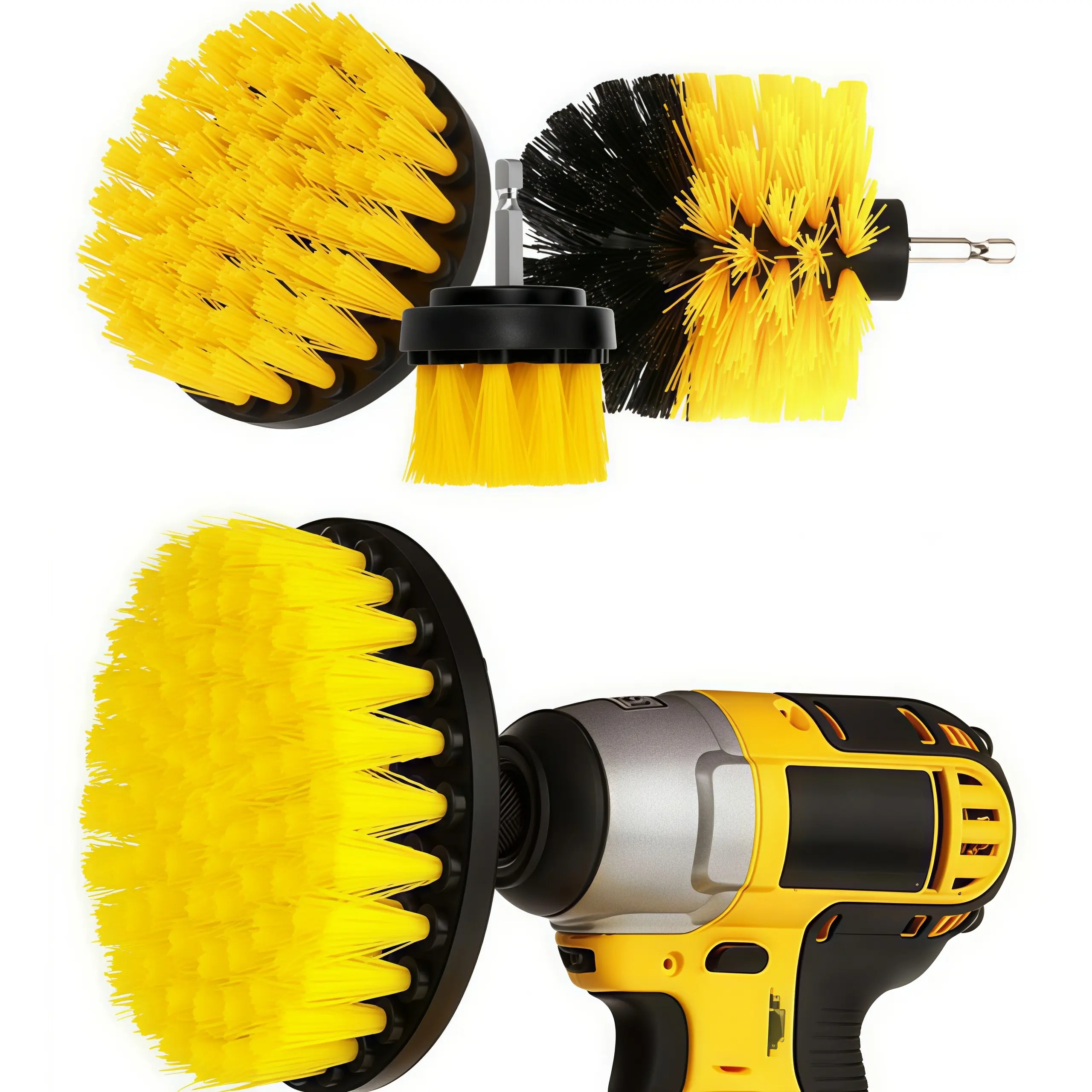 LMMAKE 1SET Drill Brush Attachment Kit, Multi-Purpose Car Wash Brushes, Rotary Detailing Brush Set, Car Carpet Cleaning Brushes for Wheels, Grout, Showers, Bathrooms, Floors