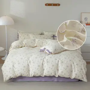 Lilac Comforter Twin XL Purple Flower Comforter Vintage Garden Floral Comforter Fluffy Botanical Comforter with 2 Bow Ties Pillowcases for Women Twin XL Size