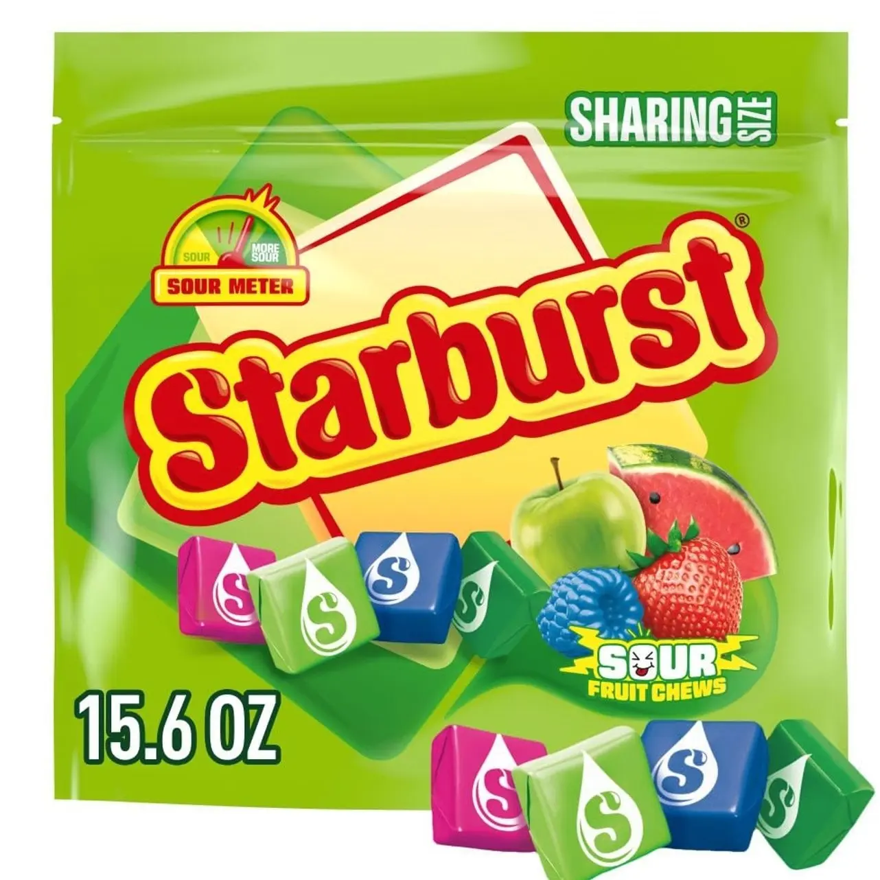 STARBURST Sour Chewy Candy Individually Wrapped Fruit Chew, Sharing Size, 15.6 Oz Resealable Bag