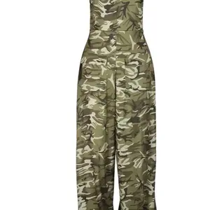 Women Camo Jumpsuit Pants with straps and pockets