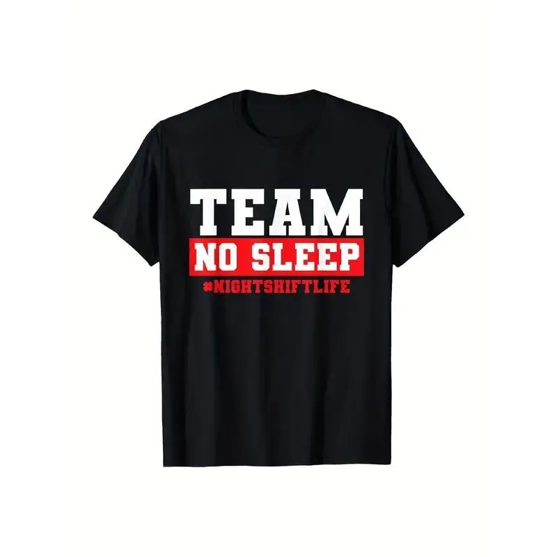 [OVER SIZE][BOLDR SHOP]Night Shift T-Shirt for Nurses & Night Shift Workers - Team No Sleep Graphic Print with Night Shift Life Hashtag, Soft Breathable Cotton, Lightweight Crew Neck, Regular Fit