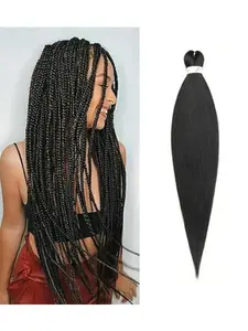 26 Inch Ez Pre-Stretched Braided Wig Fiber Hair African Dreads Crochet DIY Ponytail Extensions, Synthetic Hairpiece for Women, Synthetic Hair Texture, Synthetic Braids