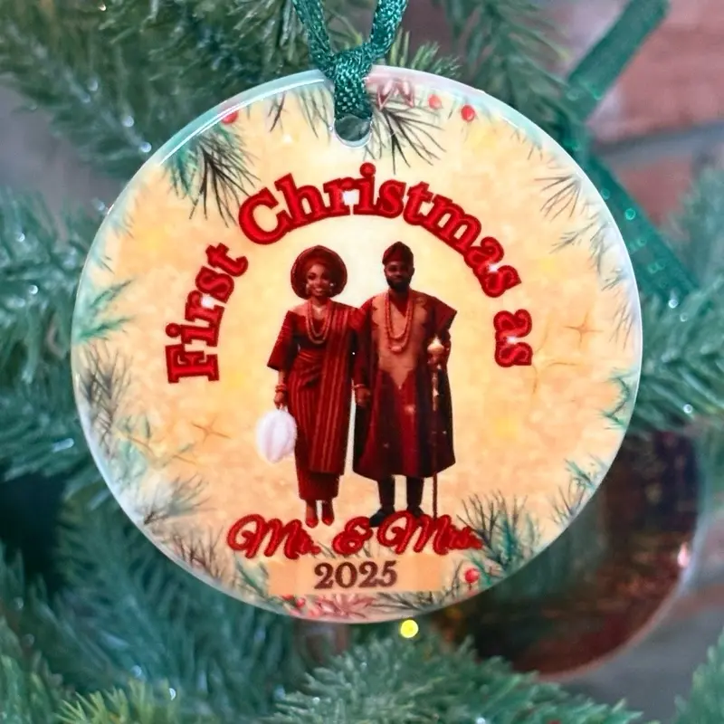 Ceramic Ornaments - First Christmas as Mr & Mrs 2025 Personalized Christmas Tree Decorations