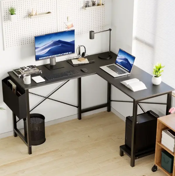 EDX L Shaped Computer Desk Corner Desk, Gaming Table 50 inch PC Writing Study Desk for Home Office Dorm Small Space, Black