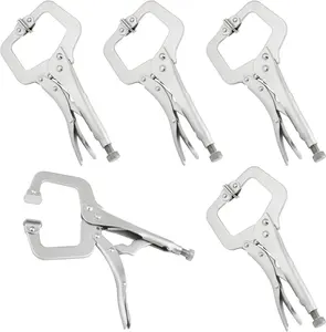 5 Pack 9 Inch C Clamp Locking Pliers,Locking C Clamp, Nickel Plated C Pliers For Wood Working,, Electrician Maintenance and more, by