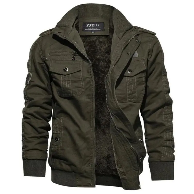2025 Men's Tactical Jacket Autumn Winter Fleece Tactical Jackets Men Casual Multiple Pockets Windproof Outdoor Workwear Coat