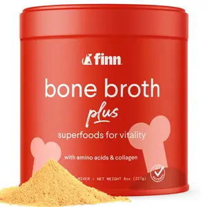 FINN Bone Broth Plus Superfood Meal Topper for Dogs – Joint & Mobility Support Packed with Collagen & Amino Acids – Only 6 Ingredients | Powdered Meal Topper Supplement for Dogs