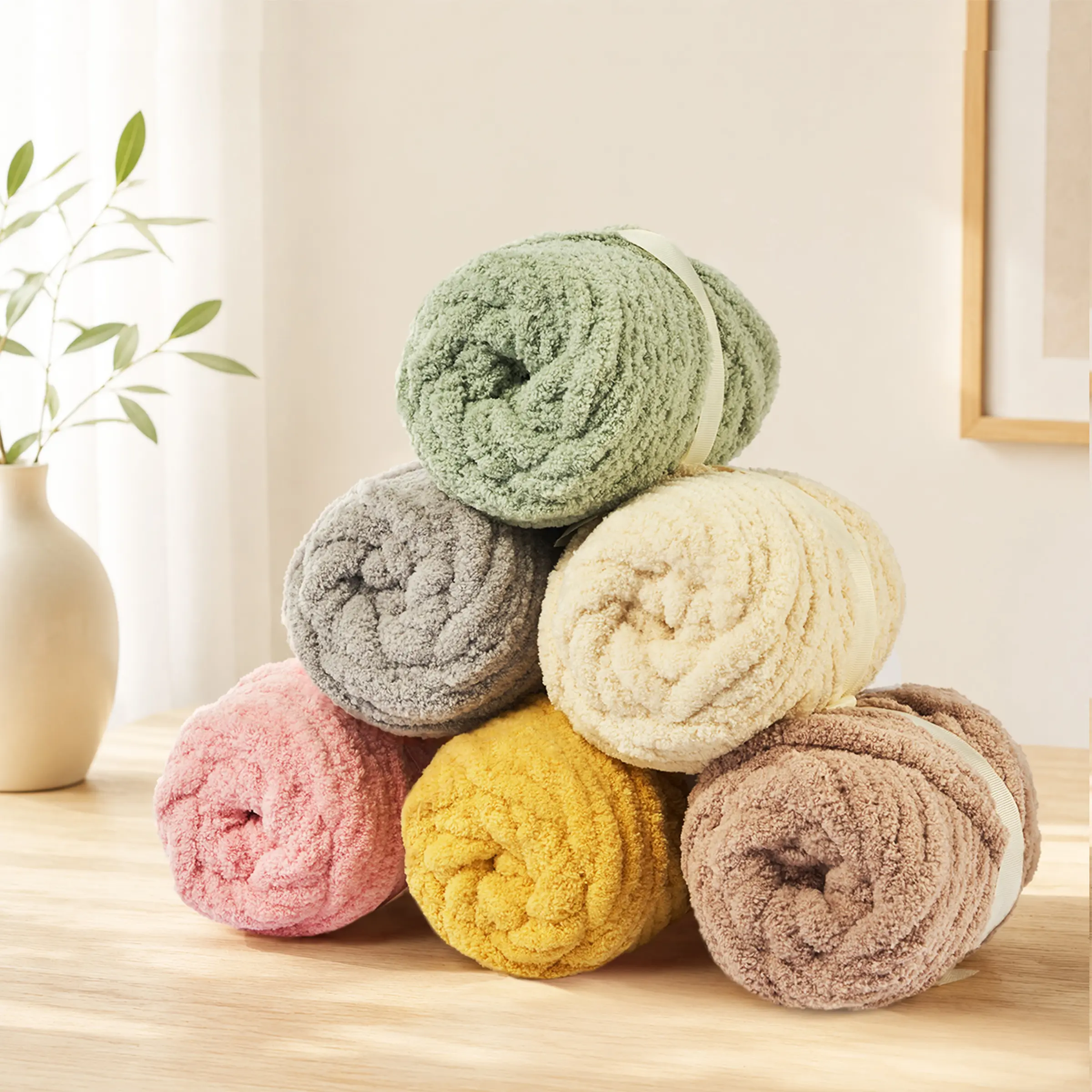 【MAETOOW】Chunky Yarn for Hand Knitting – Jumbo Thick Chenille Yarn for Crocheting, Ultra-Soft Fluffy Blanket Yarn, DIY Pillows, Pet Beds，Bags & More，Beginner Friendly