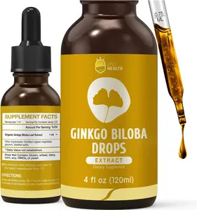 Ginkgo Biloba Liquid Extract 120ml, Organic Ginkgo Leaf Tincture, 98% Absorption, Vegan, Non-GMO, Alcohol Free- 4 fl oz